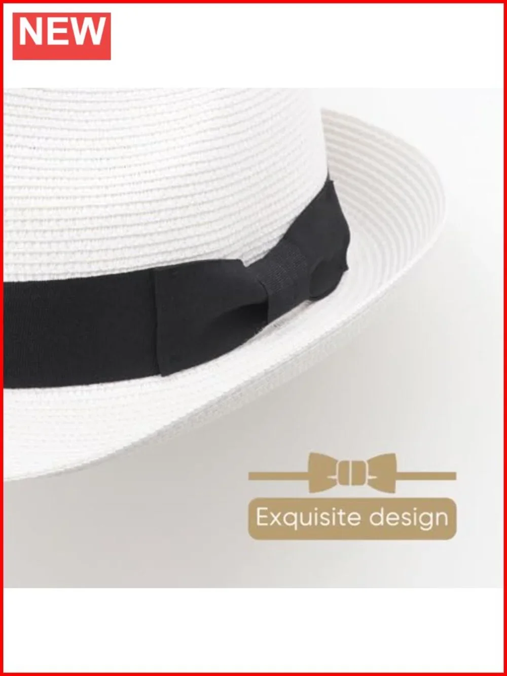 Women Straw Sun Hat Short Brim Panama Fedora UPF 50+ Beach Travel